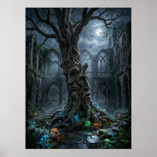 Affiche Ruines gothiques d'un arbre ancien