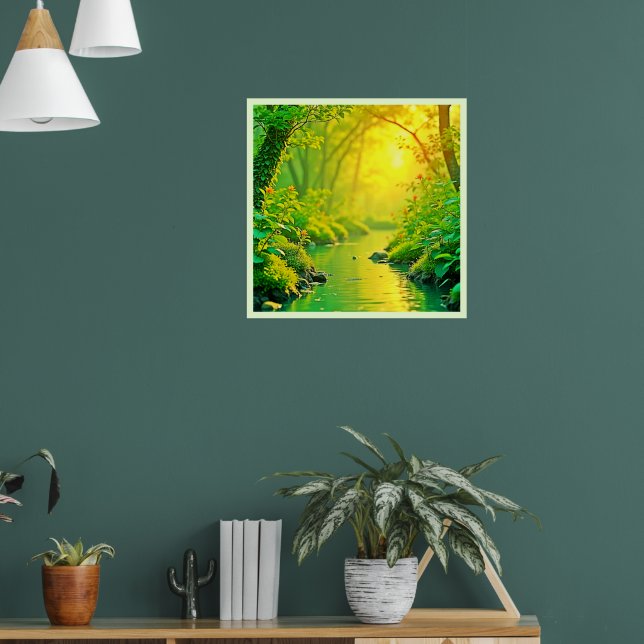 Affiche Ruisseau de forêt dorée Art paisible (Salon 1)