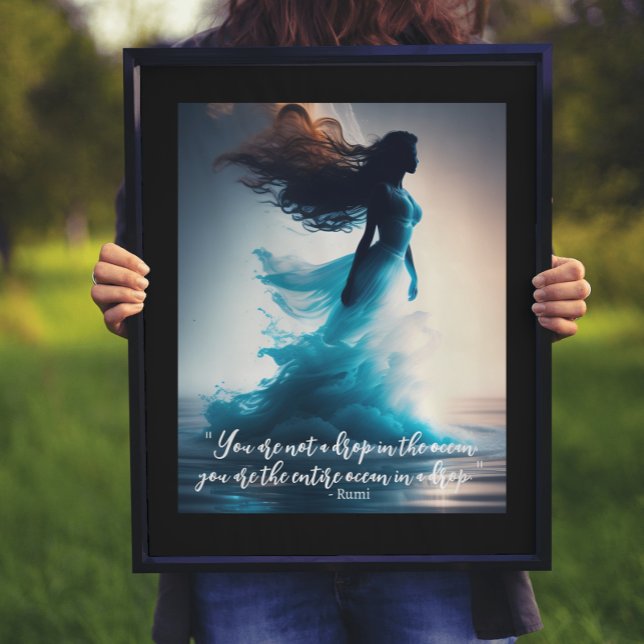 Affiche Rumi Ocean Quote Dreamscape (framed 16x20 print with black mat)