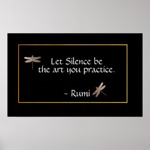 Affiche Rumi Silence Quote & Dragonfly