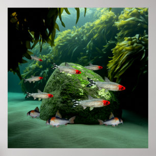 Affiche Rummynose Tetras Corydoras Aquarium Poissons
