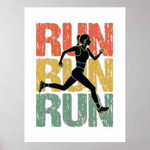 Affiche Run Run Run Run - Vintage Runner Girl