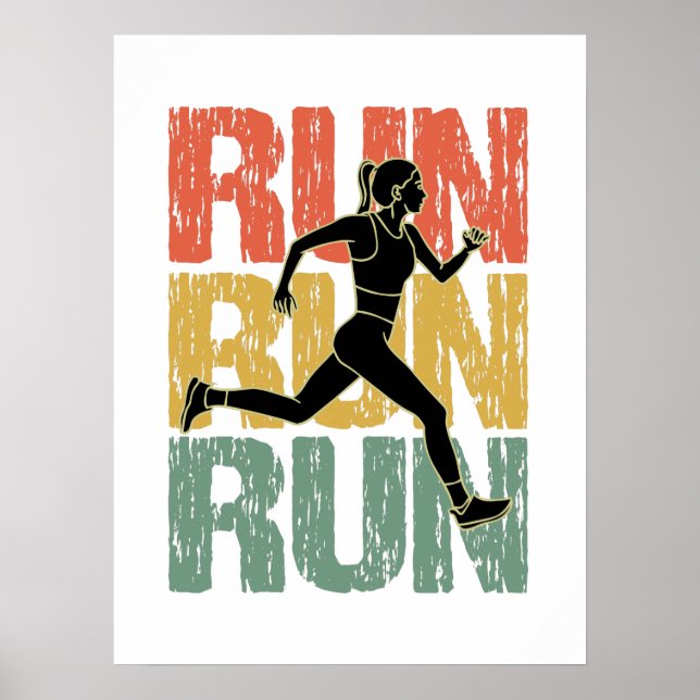 Affiche Run Run Run Run - Vintage Runner Girl (Devant)
