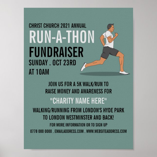 Affiche Runner, Charity Run-Walk-a-Thon Event Publicité (Devant)