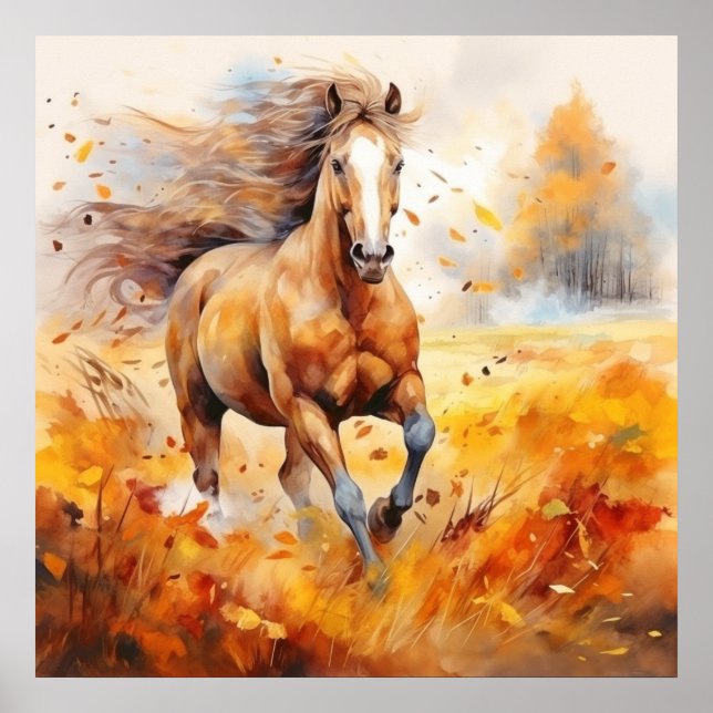Affiche Running Horse in Autumn (Devant)