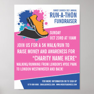 Affiche Running Shoe, Charity Run-Walk-a-Thon Event