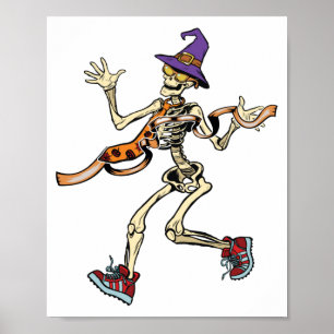 Affiche Running Skeleton Halloween Funny Runners Sport