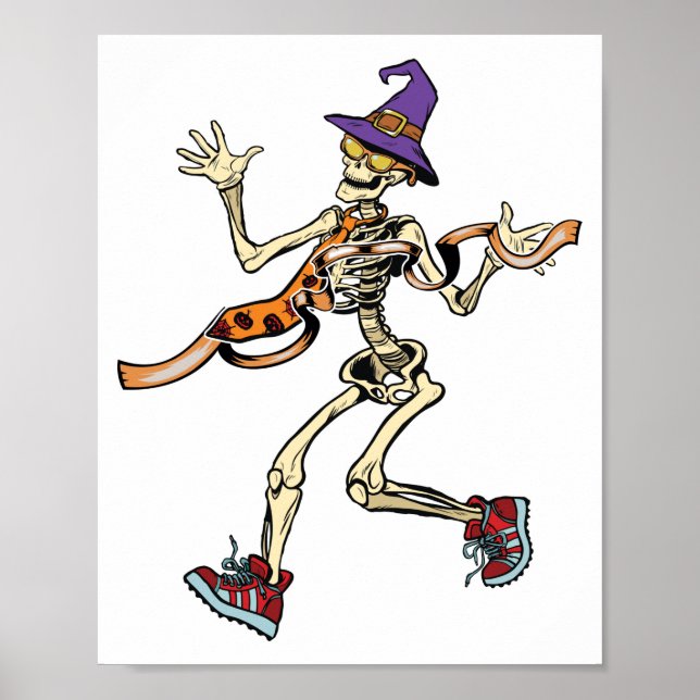 Affiche Running Skeleton Halloween Funny Runners Sport (Devant)