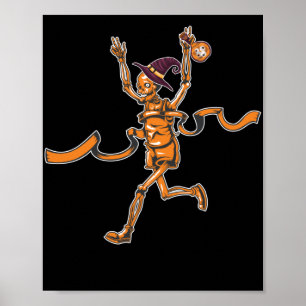 Affiche Running Skeleton Runners Funny Halloween Sport