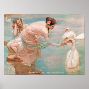Affiche Rupert Bunny Matin d'été 1897 Femmes avec cygnes