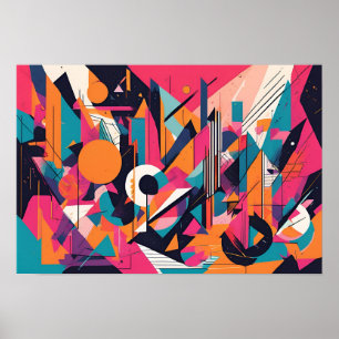 Affiche Rush de géométrie néon