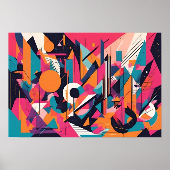 Affiche  Rush de géométrie néon (Devant)