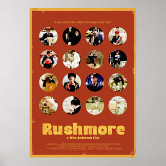 Affiche Rushmore avec les multiples visages de Max Fischer