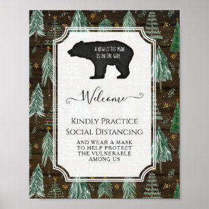 Affiche Russe Ours Petit Homme Baby shower Distance social