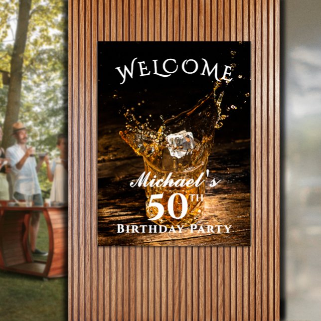 Affiche Russe Whiskey fête d'anniversaire Bienvenue (Rustic bourbon whiskey birthday party welcome poster - PRINTED and/or INSTANT DOWNLOAD)
