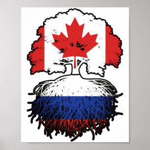 Affiche Russia Russian Canadian Canada Tree Roots Flag