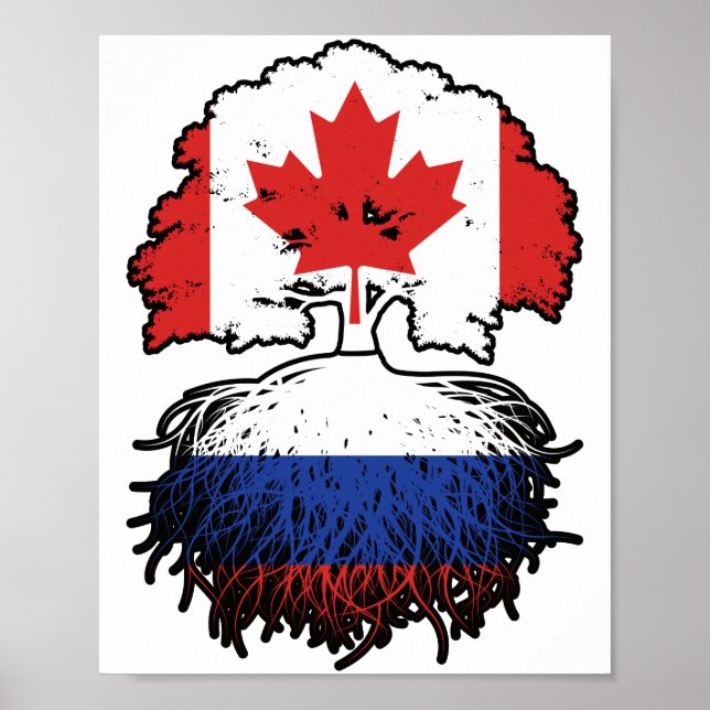 Affiche Russia Russian Canadian Canada Tree Roots Flag (Devant)