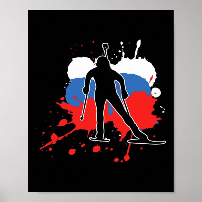 Affiche Russie Drapeau Biathloniste - Biathlon russe (Devant)