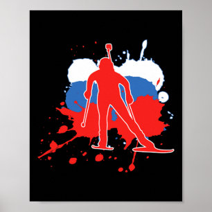 Affiche Russie Drapeau Biathloniste - Biathlon russe 1