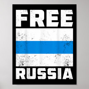 Affiche Russie Libre Nouveau drapeau russe Bleu Blanc Anti