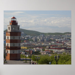 Affiche Russie, Mourmansk. Plus grande ville au nord de