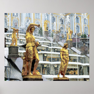 Affiche Russie, Saint-Pétersbourg, Peterhof, Samson et