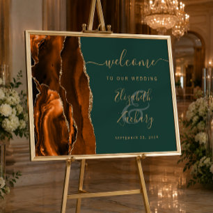 Affiche Rust Or Agate Vert Chasseur Mariage Bienvenue