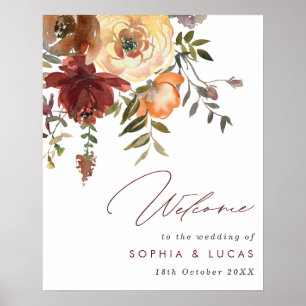 Affiche Rust & Orange Floral Fall Wedding Welcome