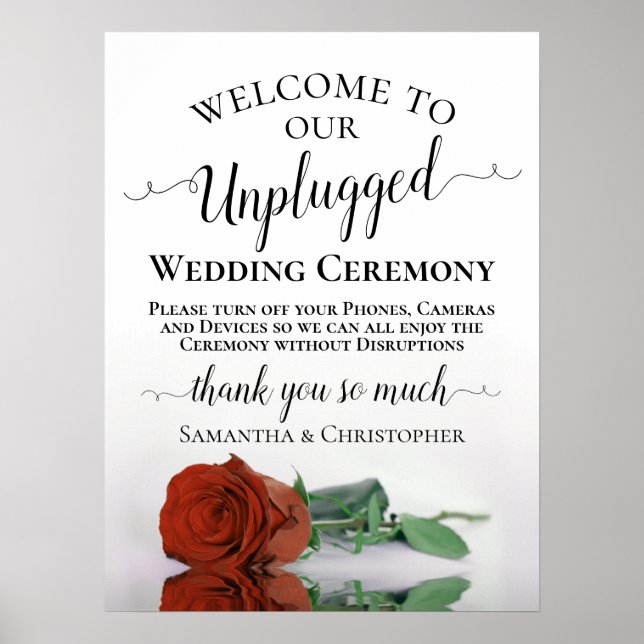 Affiche Rust Orange Rose Chic Unplugged Mariage cérémonie (Devant)