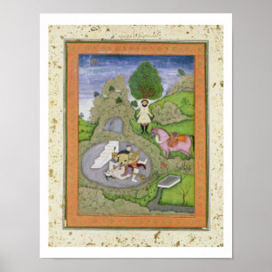 Affiche Rustam tuant le démon blanc, illustration de