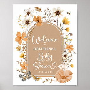 Affiche Rustic Automne Fleur sauvage Baby shower Bienvenue