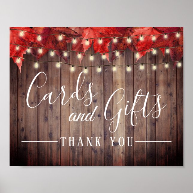 Affiche Rustic Automne laisse des cartes et des cadeaux Ma (Devant)