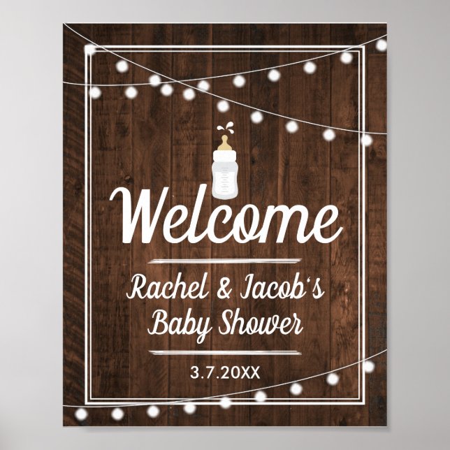 Affiche Rustic Baby is Brewing Baby Shower Welcome Sign (Devant)