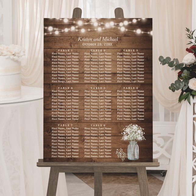 Affiche Rustic Baby's Breath String Lights Seating Chart (Créateur téléchargé)