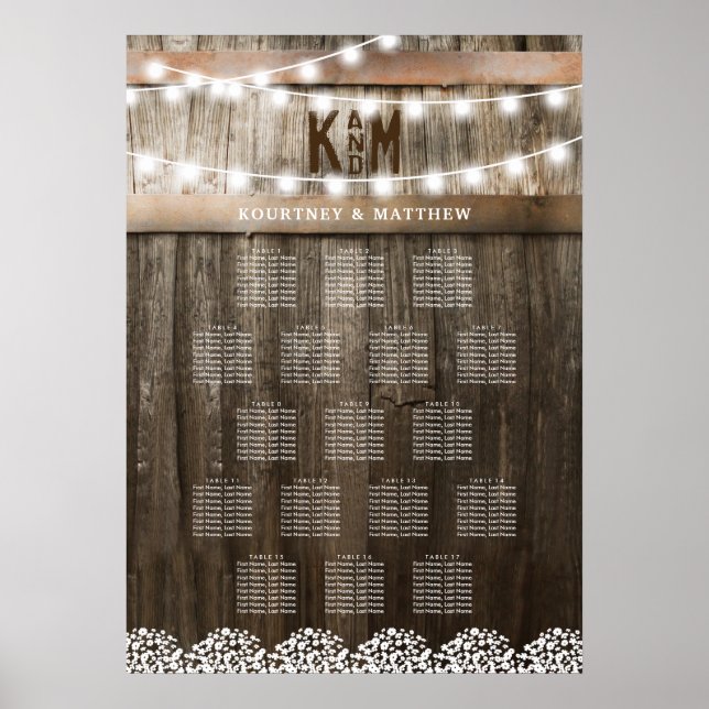 Affiche Rustic Babys Respiration Mariage 17 Table Seating  (Devant)