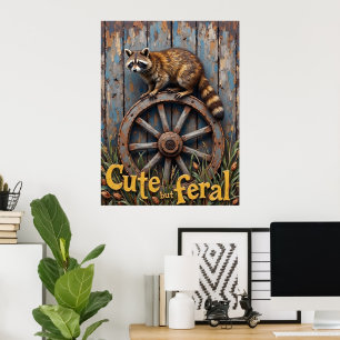 Affiche Rustic Bandit : Raccoon sur la roue