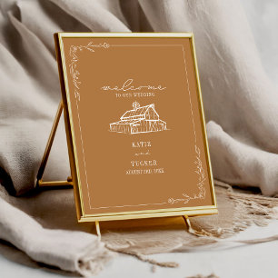 Affiche Rustic Barn Goldenrod Mariage de automne Bienvenue