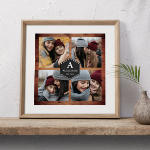 Affiche Rustic Barn Wood 4 Pictures Family Photo Collage