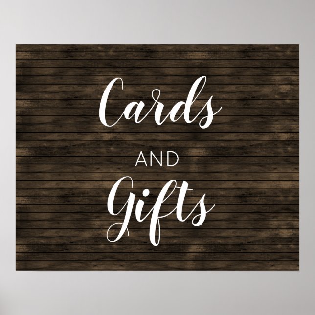 Affiche Rustic Barn Wood Wedding Cards and Gifts Sign (Devant)