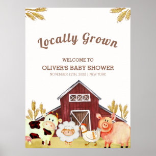 Affiche Rustic Barnyard Farm Animaux Baby shower Bienvenue