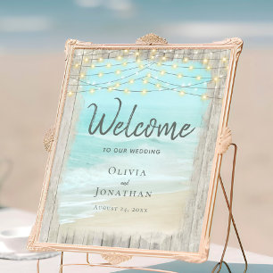 Affiche Rustic Beach Ocean Mariage Bienvenue