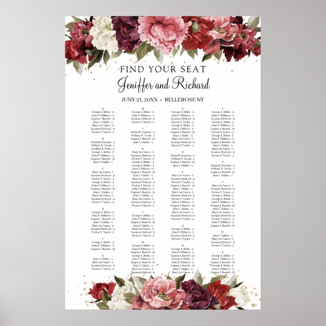 Affiche Rustic Blush Bourgogne Mauve rose pivoines assis (Devant)