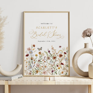 Affiche Rustic Boho Fleurs sauvages Fête des mariées Bienv