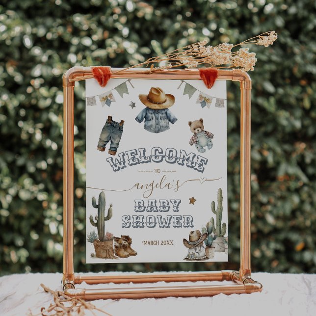 Affiche Rustic Boho Wild West Baby shower Boy bienvenue (Créateur téléchargé)