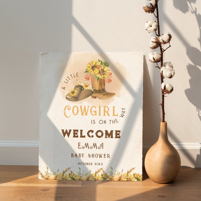Affiche Rustic Boho Wild West Girl Baby shower Bienvenue (Créateur téléchargé)