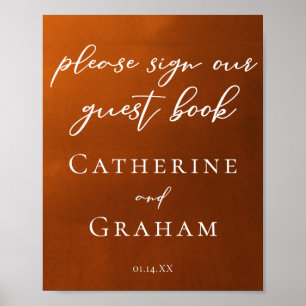 Affiche Rustic Burnt Orange Signer Notre Livre D'Invité Ma