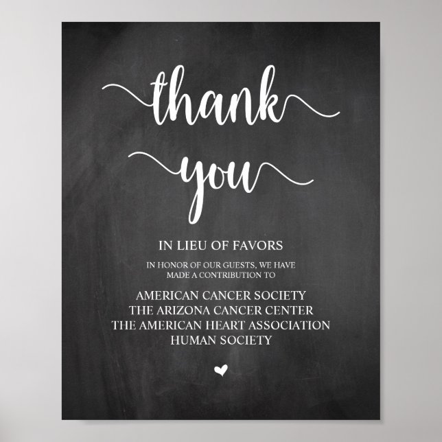 Affiche Rustic Chalkboard, Don Mariage, Contribution (Devant)