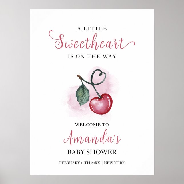 Affiche Rustic Cherry Berry Baby shower d'amour Bienvenue (Devant)