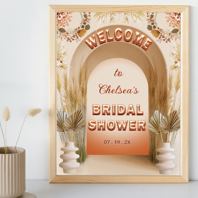 Affiche Rustic Chic Boho Pampas Bridal Shower Welcome Sign (Créateur téléchargé)