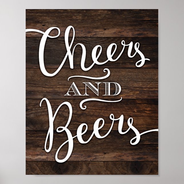 Affiche Rustic Chic CHEERS AND BEERS Sign Print (Devant)